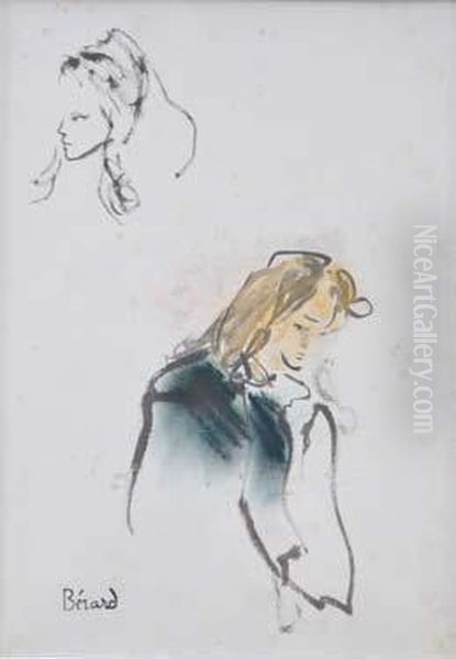 Deux Etudes De Portrait De Femme by Christian Berard