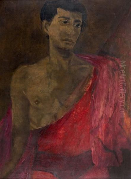 Homme Au Drape Rouge Oil Painting by Christian Berard