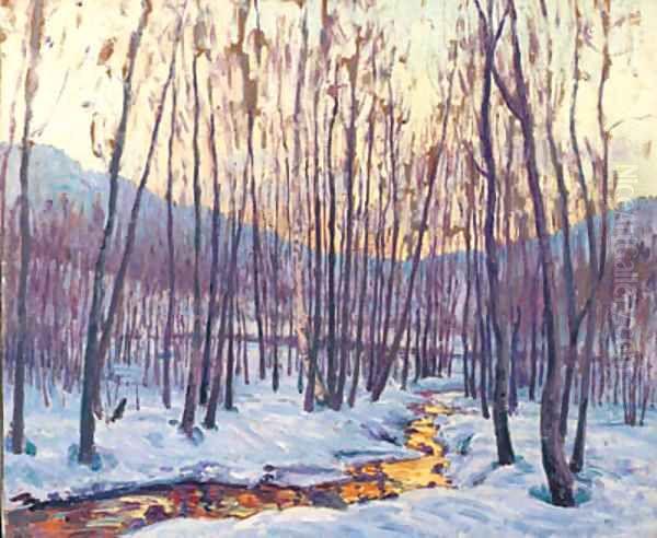 Golden Stream in the Mountains Oil Painting by William Samuel Horton