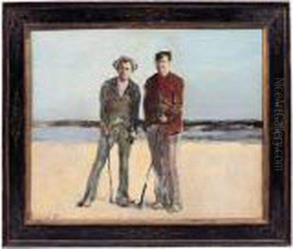 Double Autoportrait Sur La Plage Oil Painting by Christian Berard