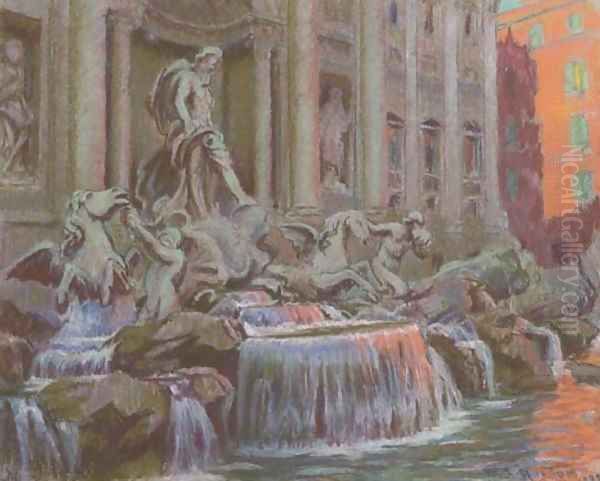 Trevi Fountain Oil Painting by William Samuel Horton