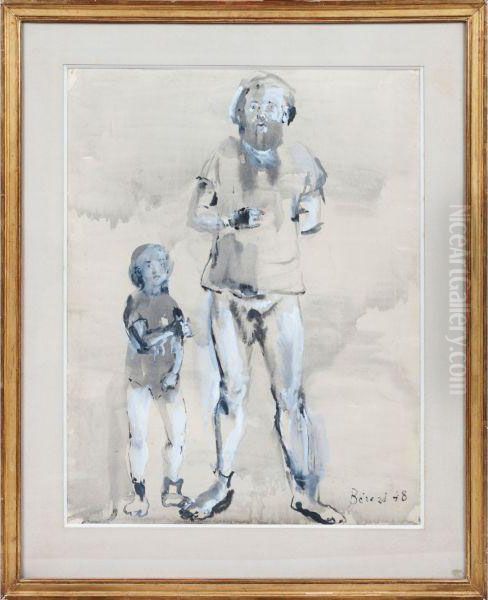 Homme Et Enfant Debout Oil Painting by Christian Berard