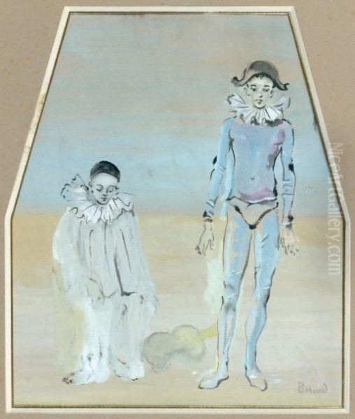  Pierrot Et Arlequin  Oil Painting by Christian Berard