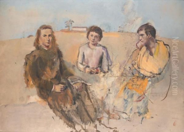 Trois Personnages Oil Painting by Christian Berard