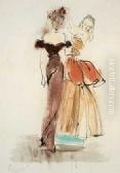 Les Deux Modeles Oil Painting by Christian Berard