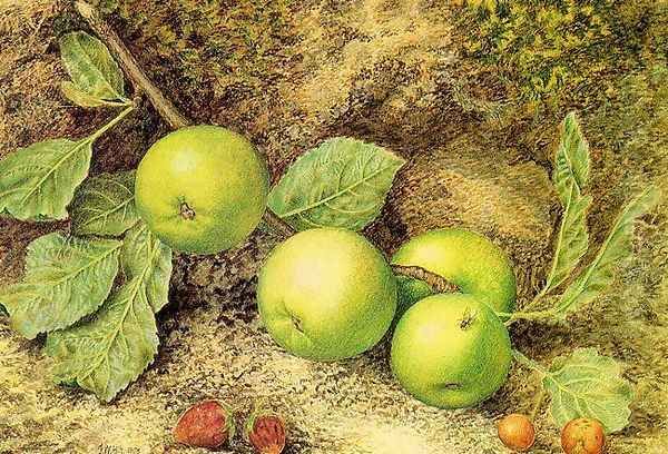 Still Life with Fruit and Fly 1873 Oil Painting by John William Hill