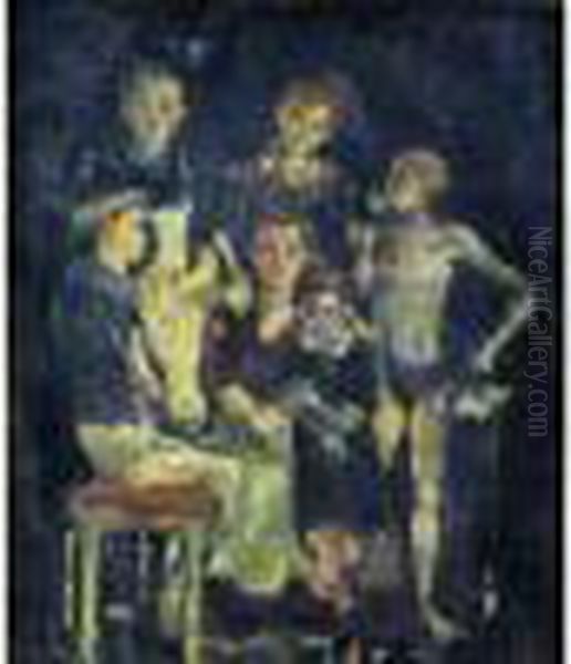 Les Enfants Du Boucher, Circa 1940 Oil Painting by Christian Berard