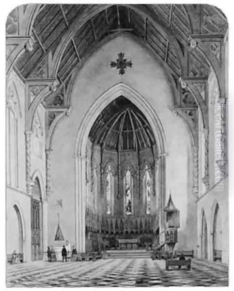 Chancel of Trinity Chapel, New York Oil Painting by John William Hill