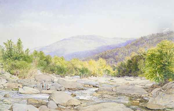 Landscape: View on Catskill Creek Oil Painting by John William Hill