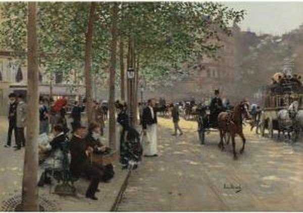 Avenue Parisienne Oil Painting by Jean-Georges Beraud