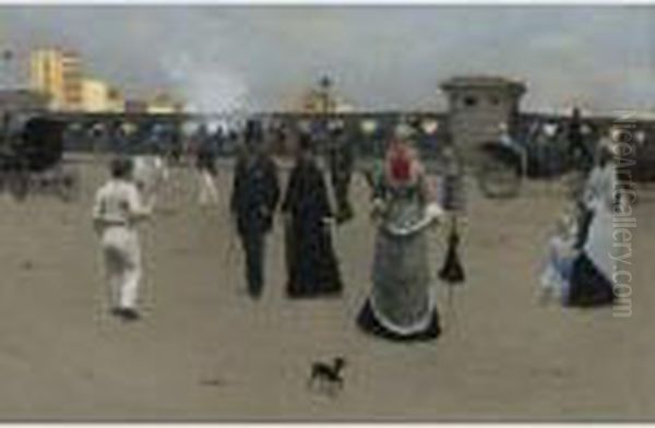 Place De L'europe Oil Painting by Jean-Georges Beraud