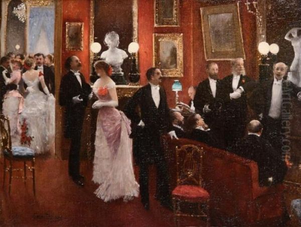 Evening Party Oil Painting by Jean-Georges Beraud