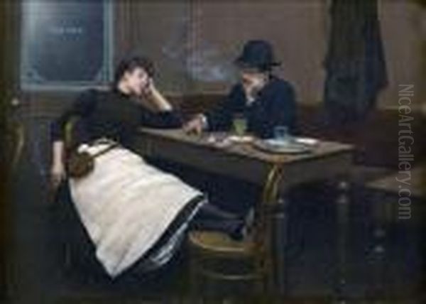 Au Cafe Oil Painting by Jean-Georges Beraud