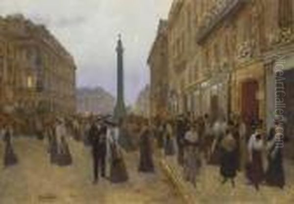 La Rue De La Paix Oil Painting by Jean-Georges Beraud