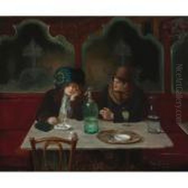 Cafe Society Oil Painting by Jean-Georges Beraud