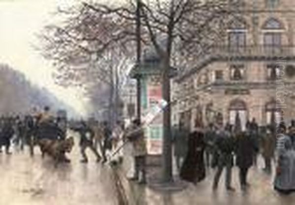 Scene De Boulevard Oil Painting by Jean-Georges Beraud