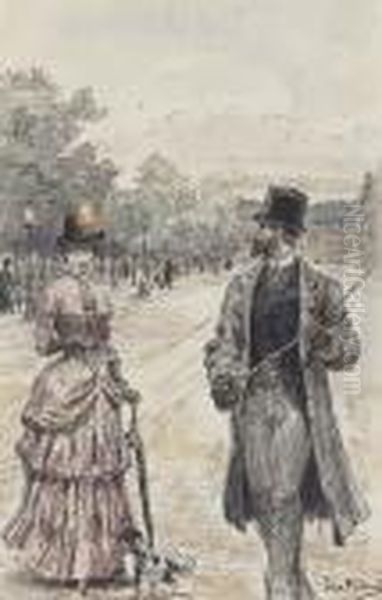 La Promenade Oil Painting by Jean-Georges Beraud