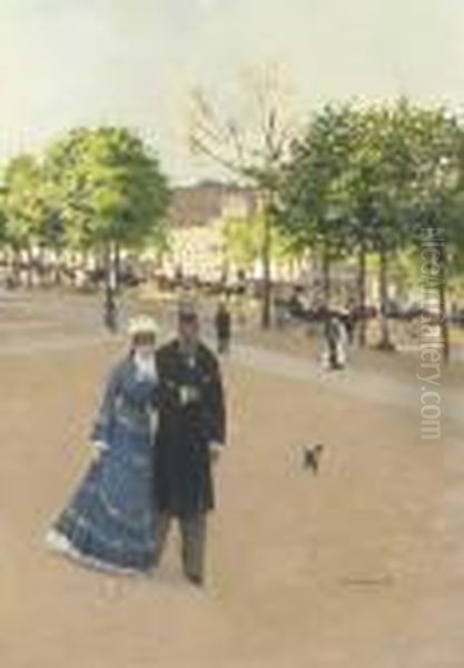 Scene Du Rue Parisienne Oil Painting by Jean-Georges Beraud