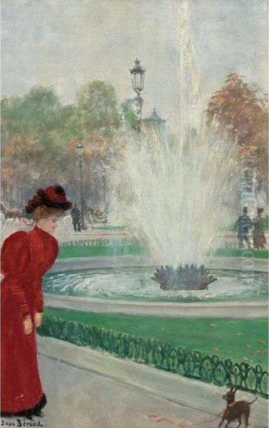 Parisienne Au Rond-point Des Champs-elysees Oil Painting by Jean-Georges Beraud