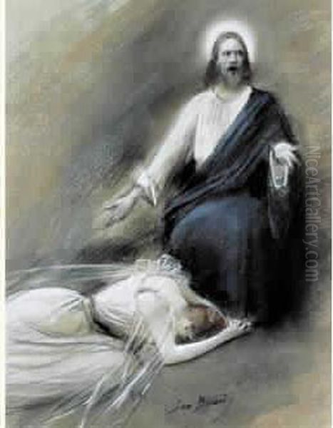 Le Christ Et La Femme Adultere Oil Painting by Jean-Georges Beraud