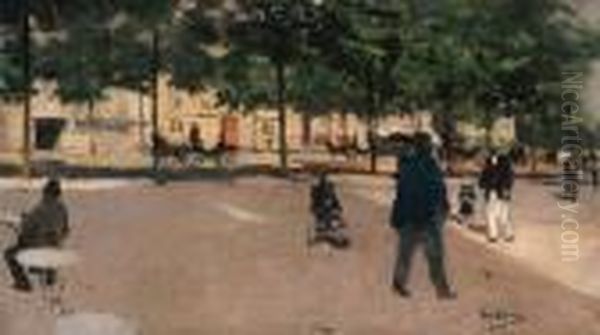 Champs Elyses, Carre Marigny Oil Painting by Jean-Georges Beraud