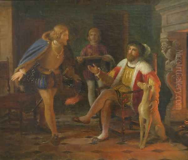 Mogens Munk Delivering Letter of Resignation to Christian II Oil Painting by Constantin Hansen