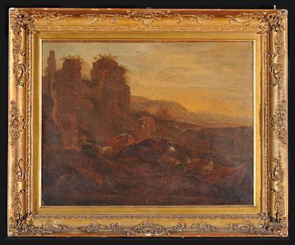 Paesaggio Con Rovine E Armenti Oil Painting by Nicolaes Berchem