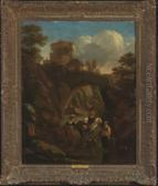 Sudliche Felslandschaft Oil Painting by Nicolaes Berchem