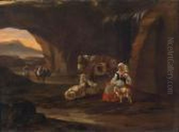 Schule Hirtenidylle In Einer Grotte Oil Painting by Nicolaes Berchem