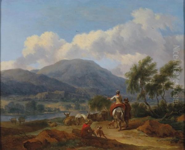 Southern Landscapes Withshepherds Oil Painting by Nicolaes Berchem