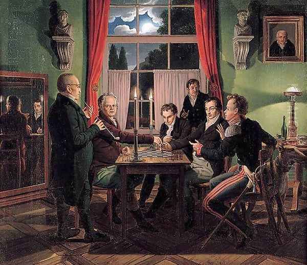 Chess Players 1818-19 Oil Painting by Johann Erdmann Hummel