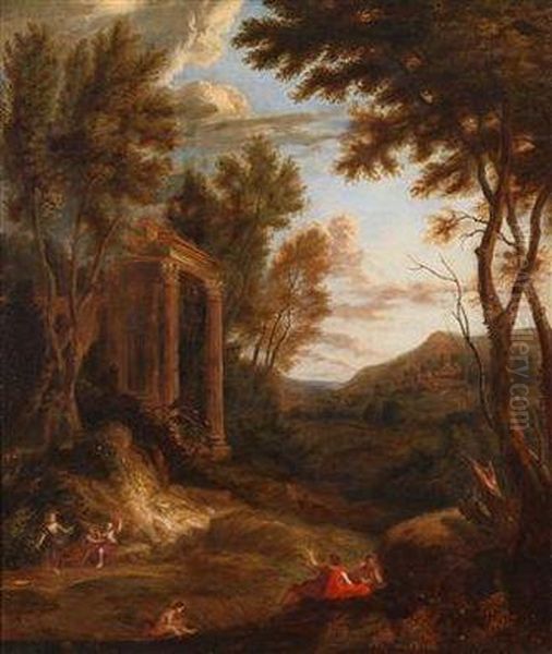 Sudliche Landschaft Mit Rastenden Personen Oil Painting by Nicolaes Berchem