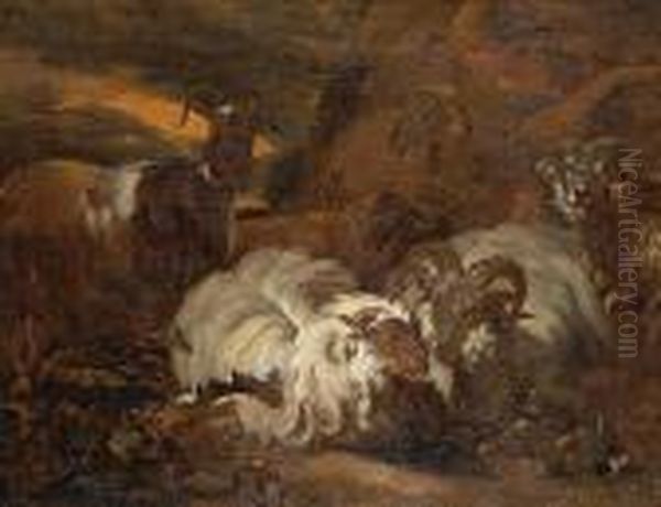 A Shepherd With A Flock Oil Painting by Nicolaes Berchem