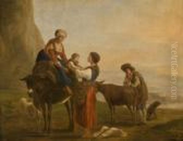 Personnages Au Bord D'un Chemin Oil Painting by Nicolaes Berchem