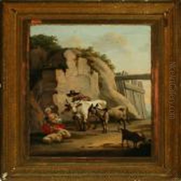 Southern
Landscape With Shepherd And Woman Oil Painting by Nicolaes Berchem