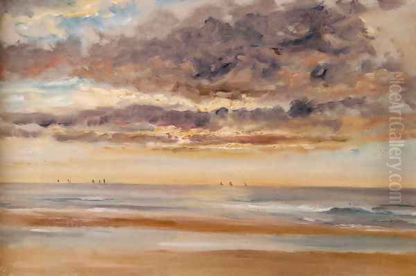 Sunset Over The Sea Oil Painting by Paul Huet