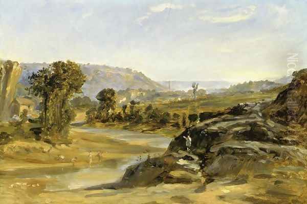 Landscape in the South of France Oil Painting by Paul Huet