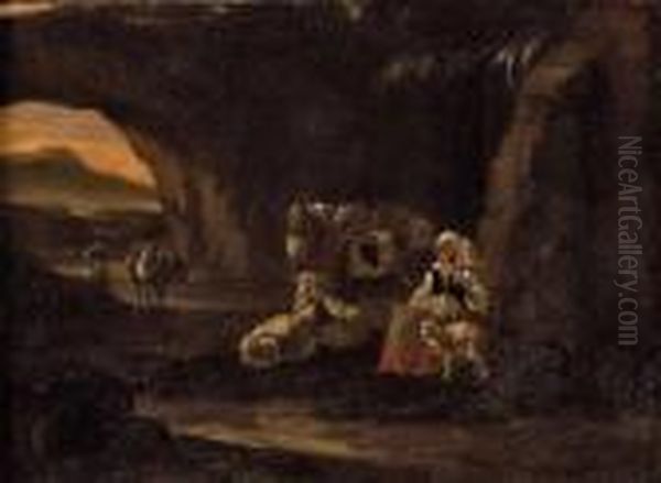 Hirtenidylle In Hohle Oil Painting by Nicolaes Berchem