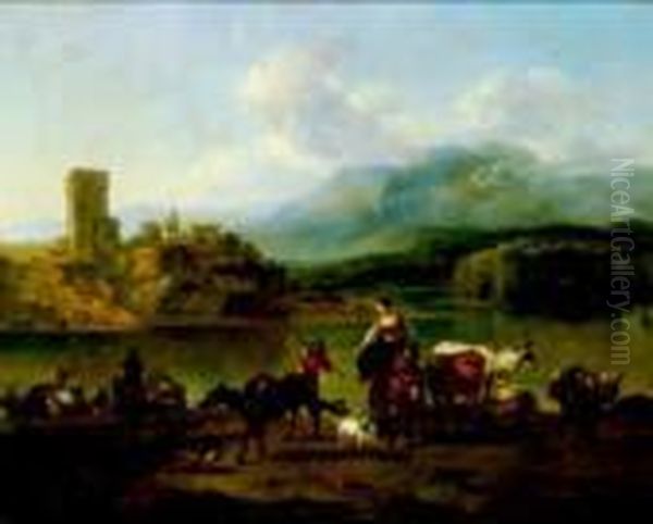 Paesaggio Con Viandanti Oil Painting by Nicolaes Berchem