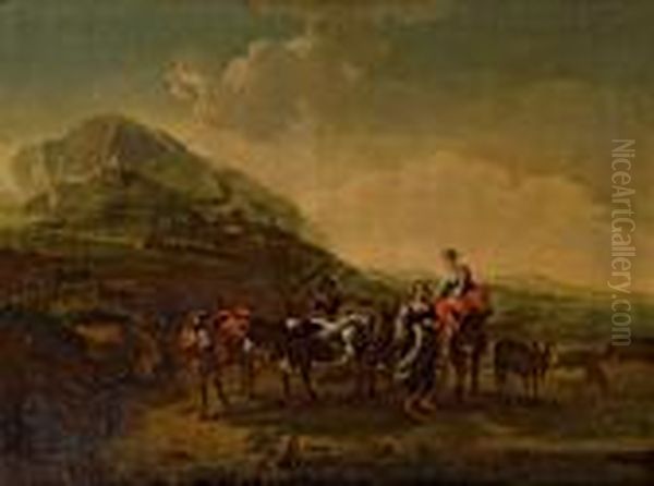 Italianisierende Landschaft Mit Hirten Oil Painting by Nicolaes Berchem