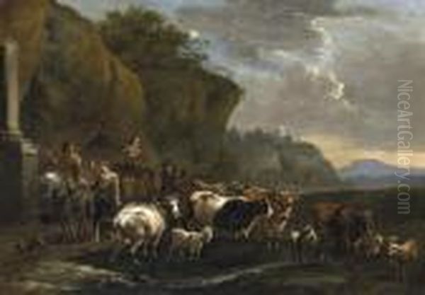 At The Furth Oil Painting by Nicolaes Berchem