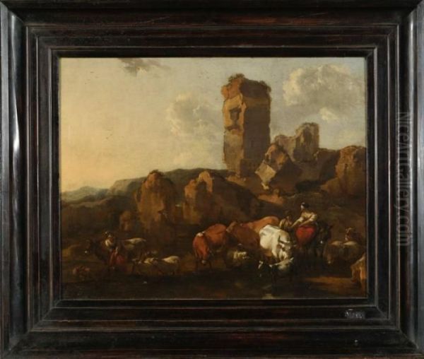 Paesaggio Con Figure Oil Painting by Nicolaes Berchem