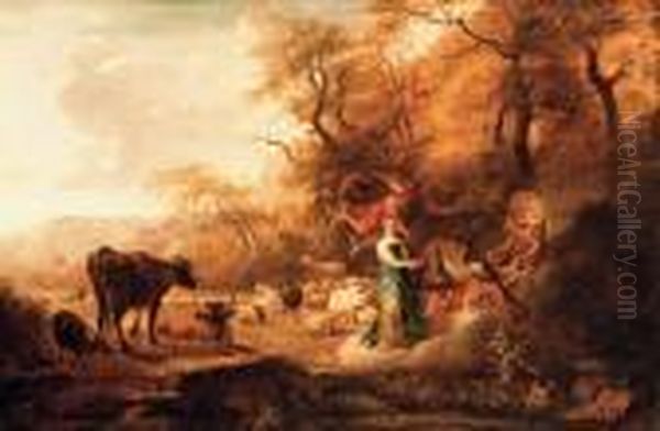 Mercury And Juno Oil Painting by Nicolaes Berchem