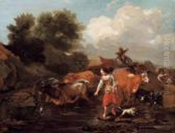 Mandria Alla Beverata Oil Painting by Nicolaes Berchem