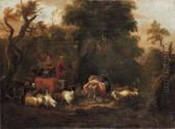 Paesaggio Italianizzante Con Armenti E Pastori Oil Painting by Nicolaes Berchem