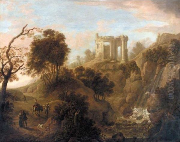 A Capriccio View Of Tivoli Oil Painting by Nicolaes Berchem