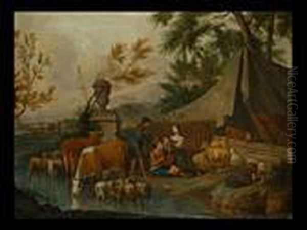 Musizierender Schafer Oil Painting by Nicolaes Berchem