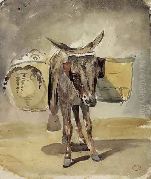 A donkey Oil Painting by Paul Huet