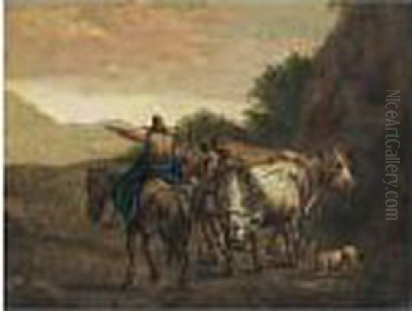 Travellers On A Path Oil Painting by Nicolaes Berchem