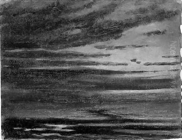 A seascape at twilight Oil Painting by Paul Huet